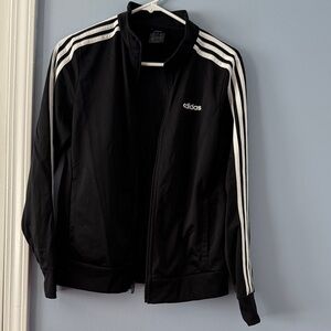 adidas Black Track Jacket with White Stripes